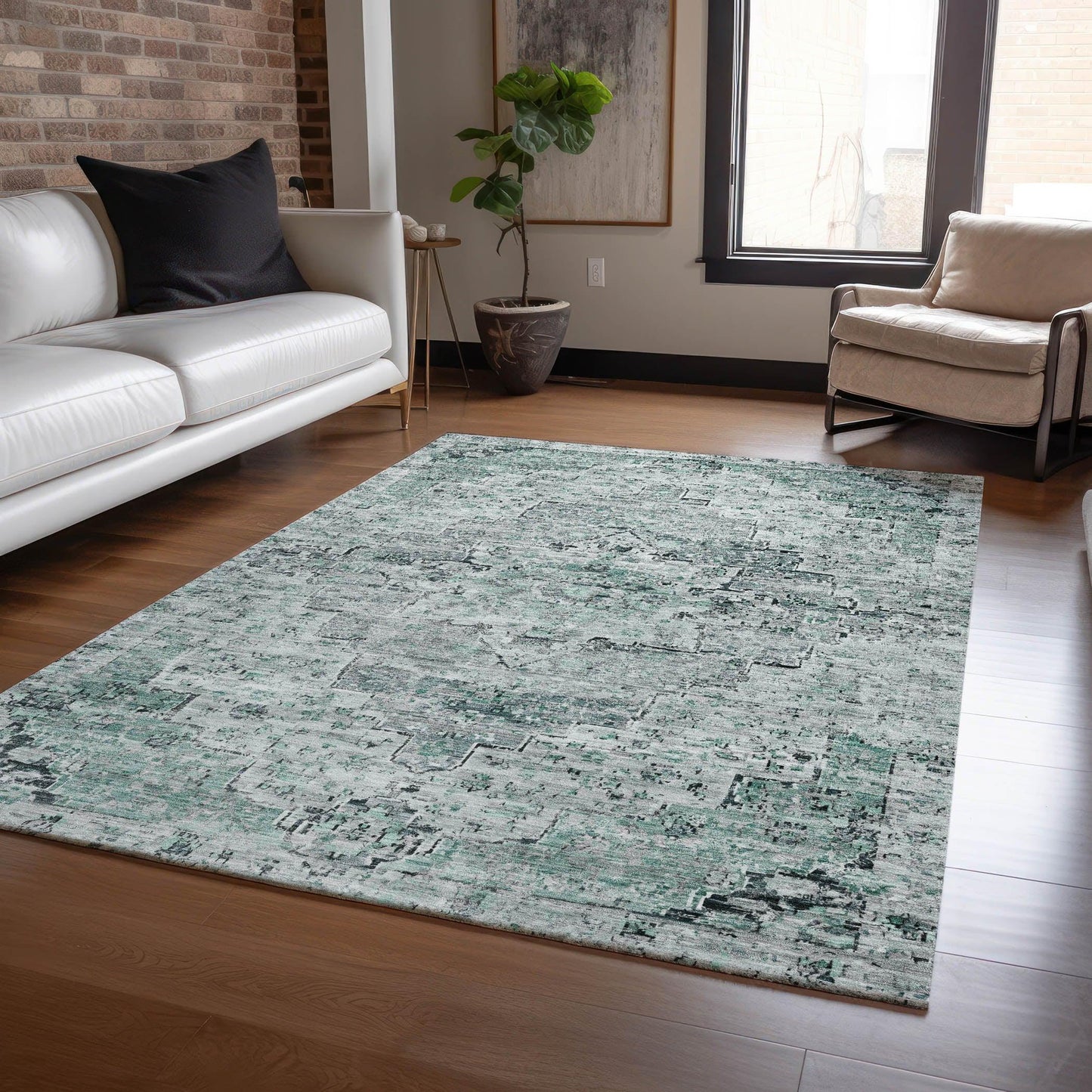 Addison Rugs Raeor Teal Washable Indoor-Outdoor Rug