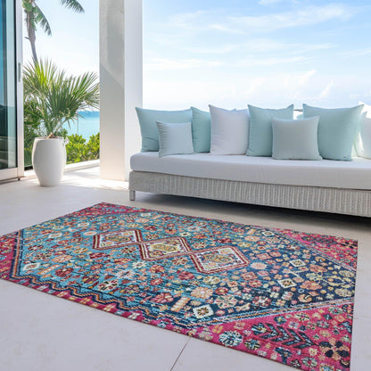 Addison Rugs Saelain Teal Washable Indoor-Outdoor Rug