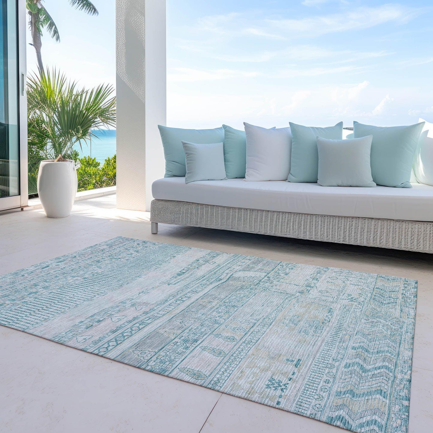Addison Rugs Saelanor Teal Washable Indoor-Outdoor Rug