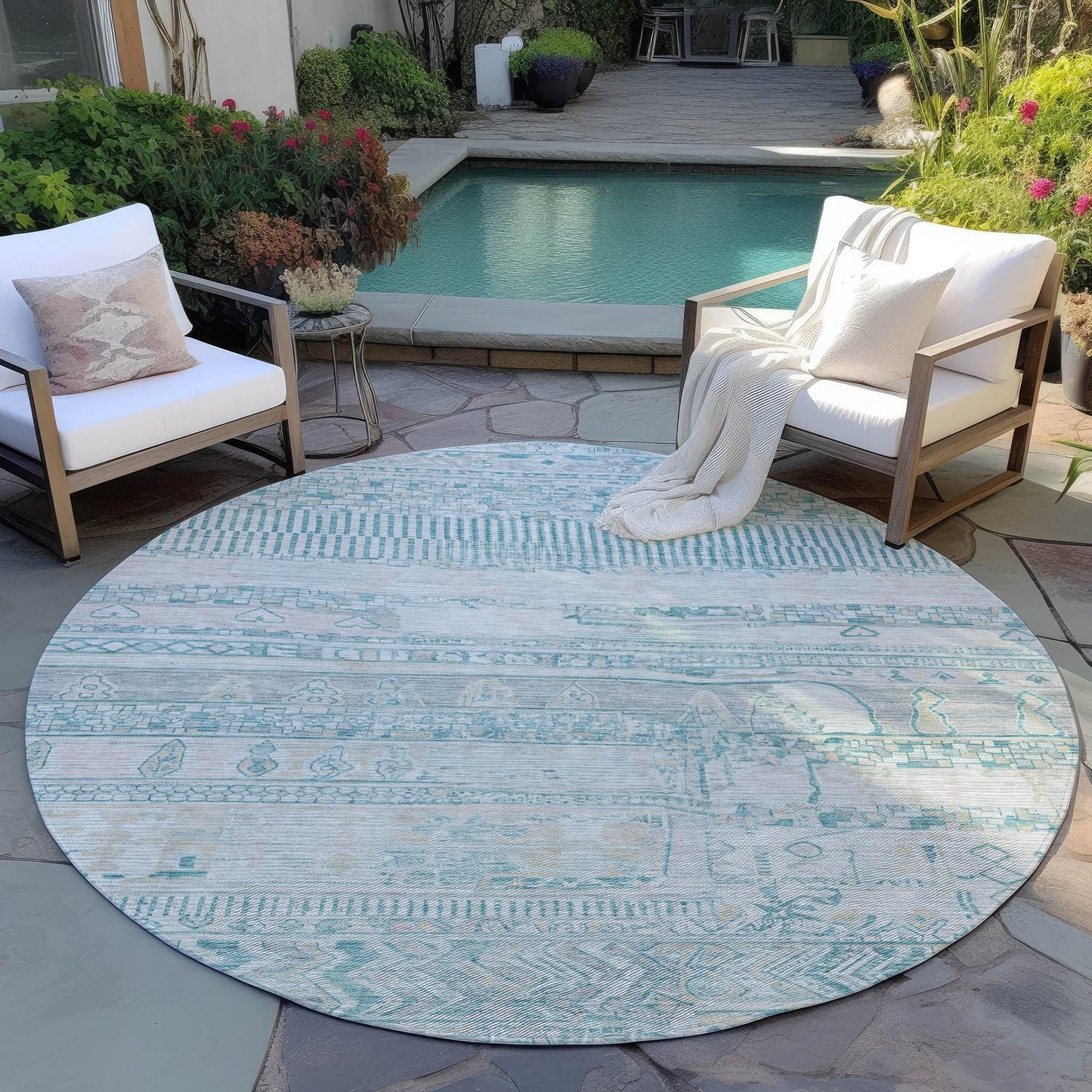 Addison Rugs Saelanor Teal Washable Indoor-Outdoor Rug