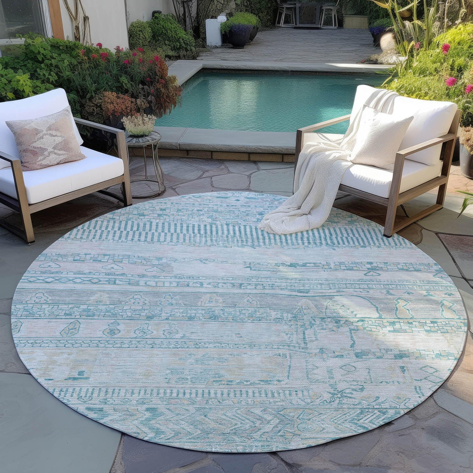 Addison Rugs Saelanor Teal Washable Indoor-Outdoor Rug