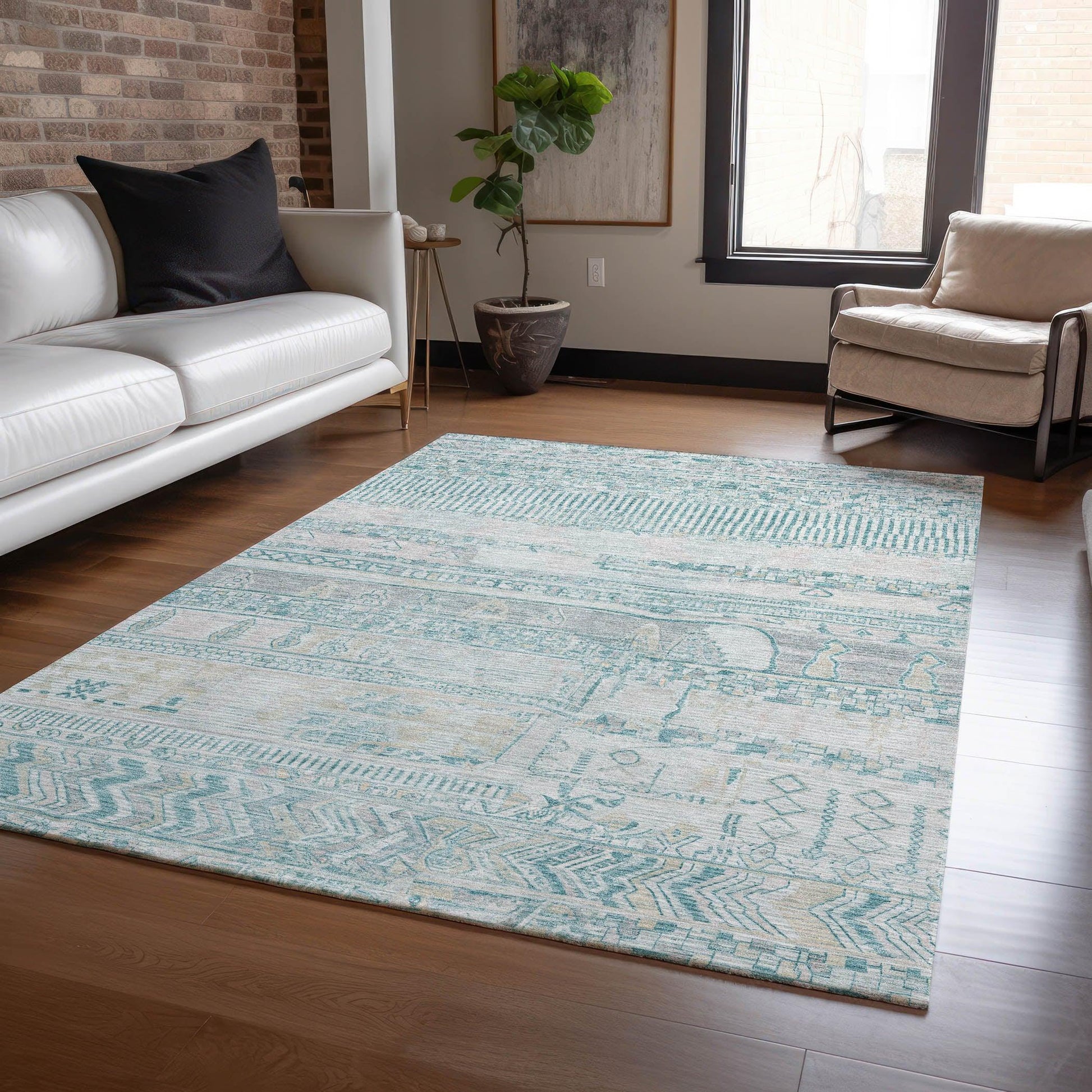 Addison Rugs Saelanor Teal Washable Indoor-Outdoor Rug