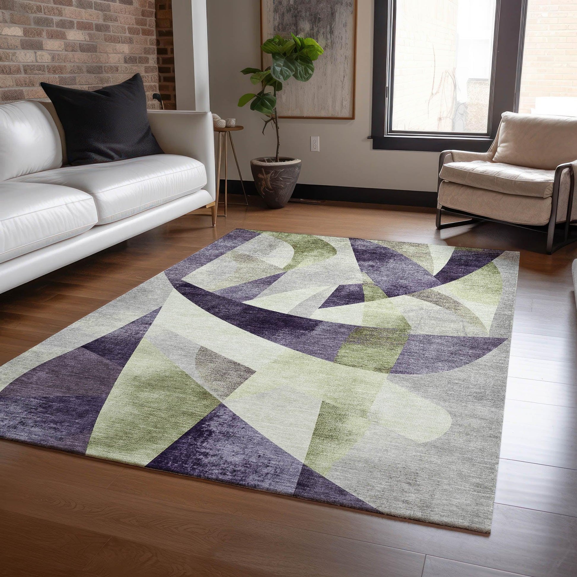 Addison Rugs Saelara Purple Washable Indoor-Outdoor Rug