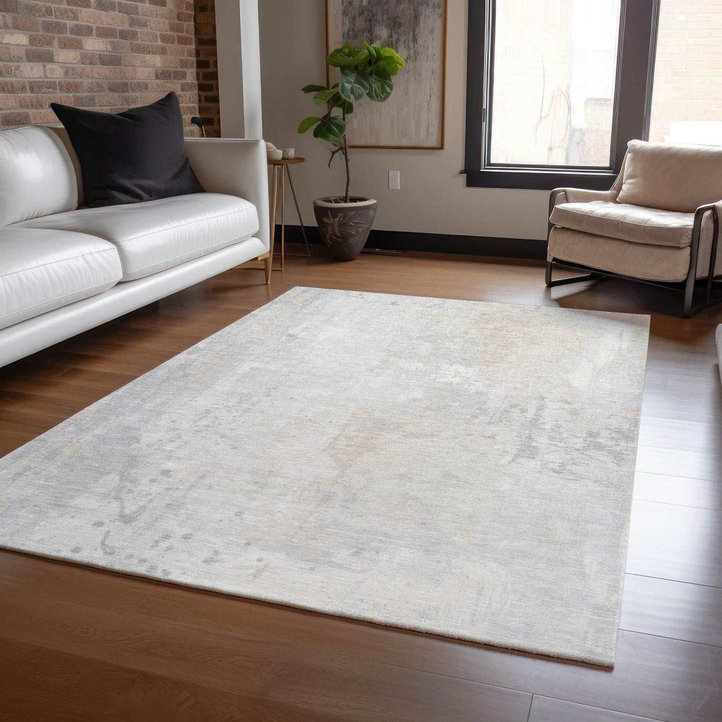 Addison Rugs Saelion Ivory Washable Indoor-Outdoor Rug