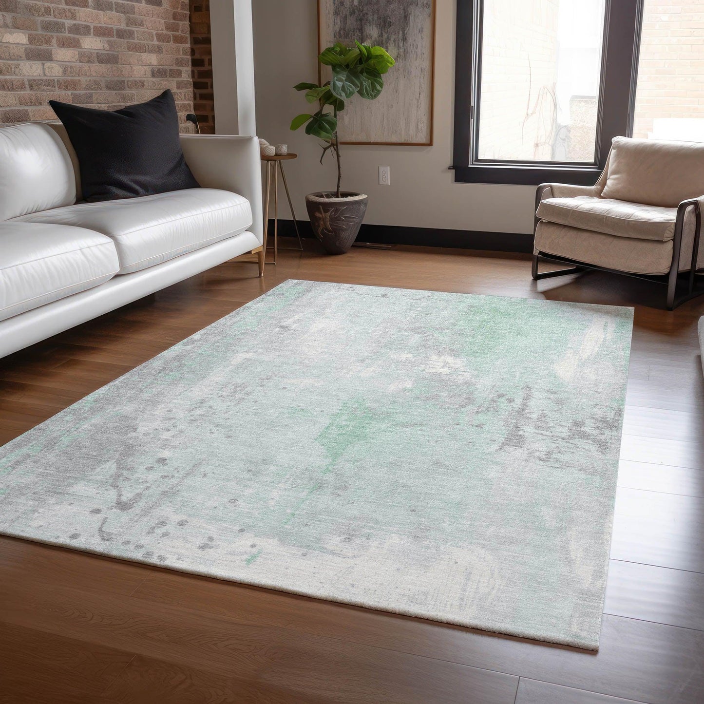 Addison Rugs Saelion Green Washable Indoor-Outdoor Rug