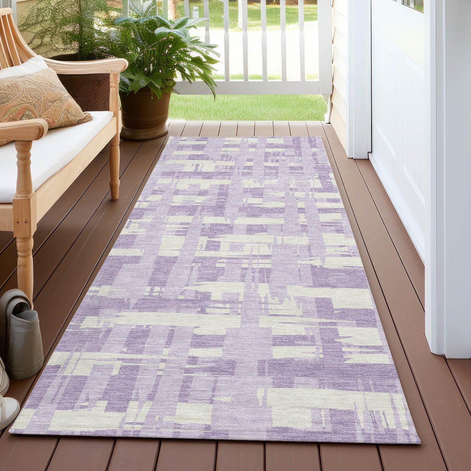 Addison Rugs Taelaris Purple Washable Indoor-Outdoor Rug