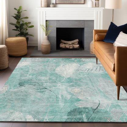 Addison Rugs Taelas Teal Washable Indoor-Outdoor Rug