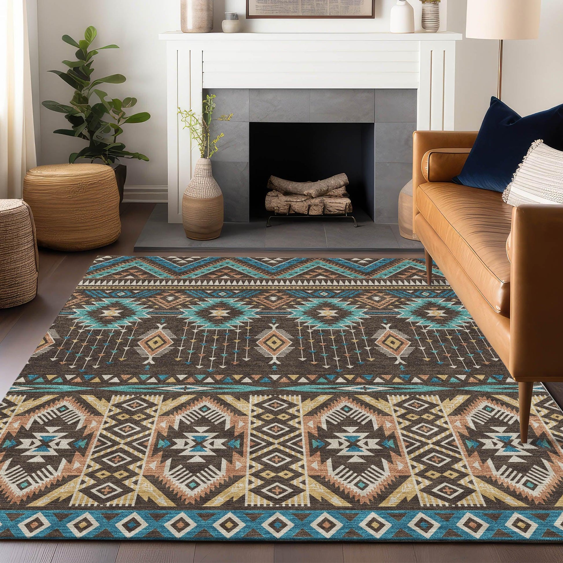 Addison Rugs Taelien Brown Washable Indoor-Outdoor Rug