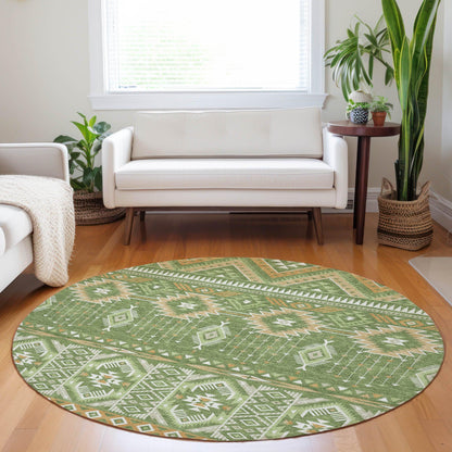Taelien Green Washable Indoor-Outdoor Rug