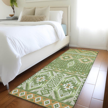 Taelien Green Washable Indoor-Outdoor Rug
