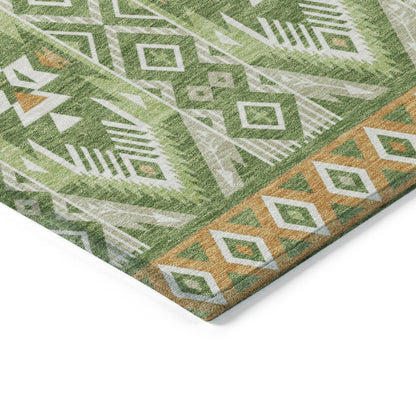 Taelien Green Washable Indoor-Outdoor Rug