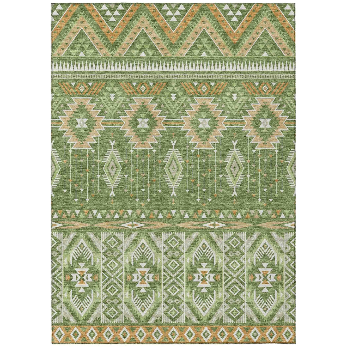 Taelien Green Washable Indoor-Outdoor Rug
