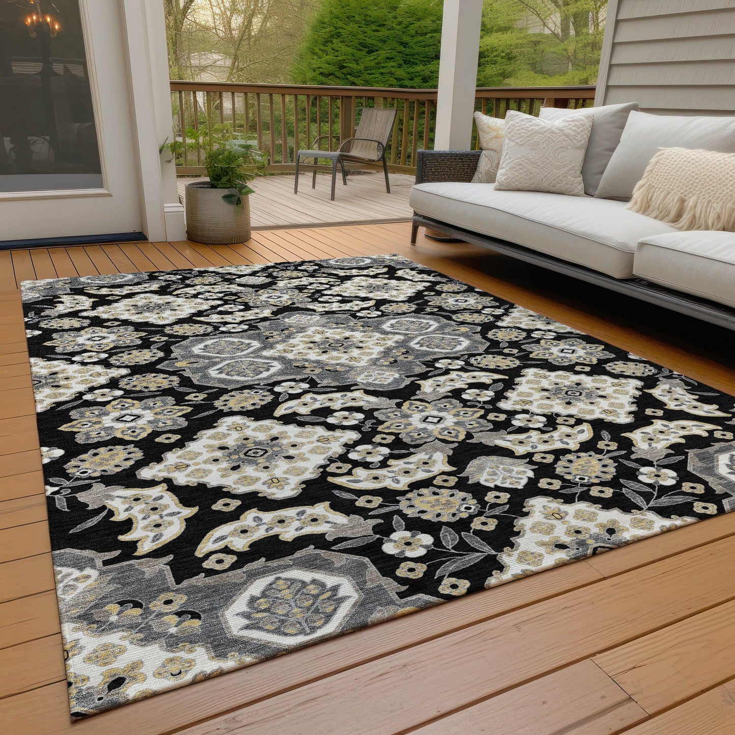 Addison Rugs Taelira Black Washable Indoor-Outdoor Rug