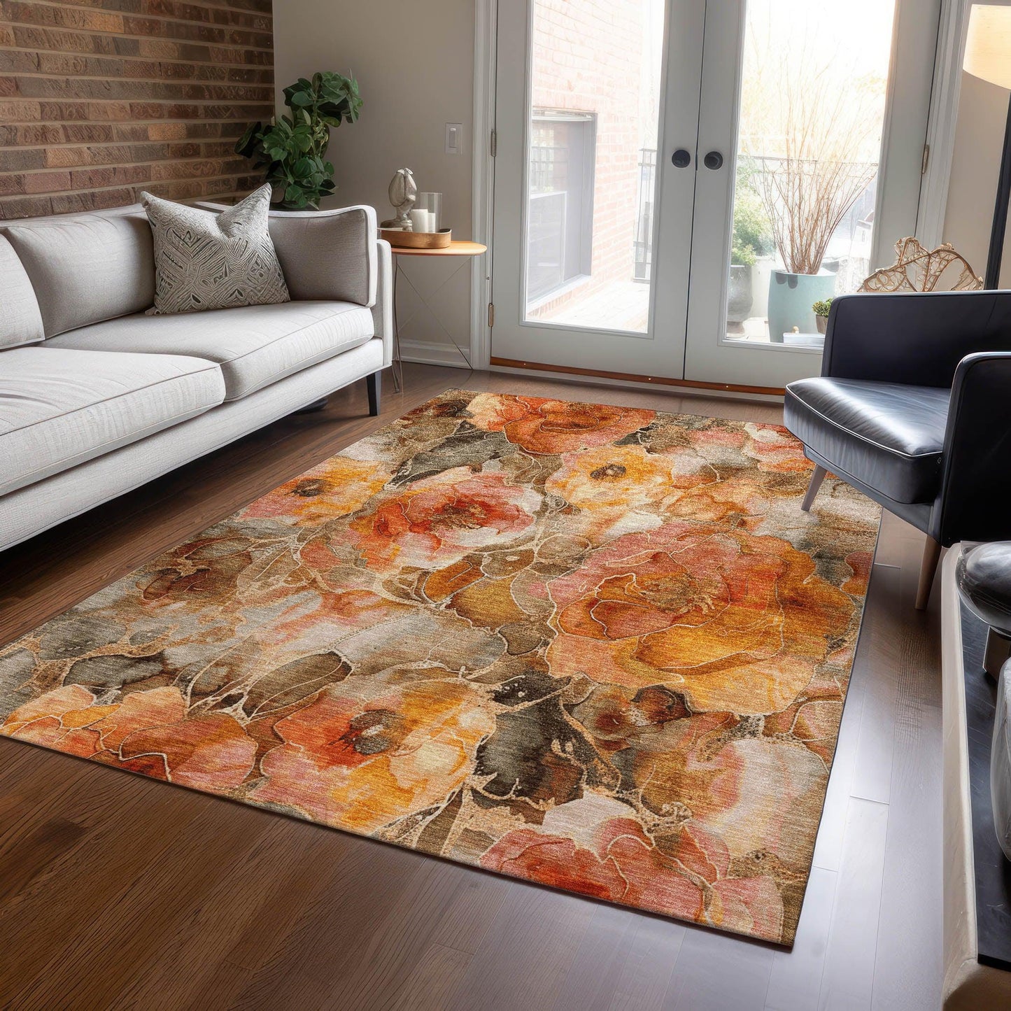Addison Rugs Uraien Orange Washable Indoor-Outdoor Rug