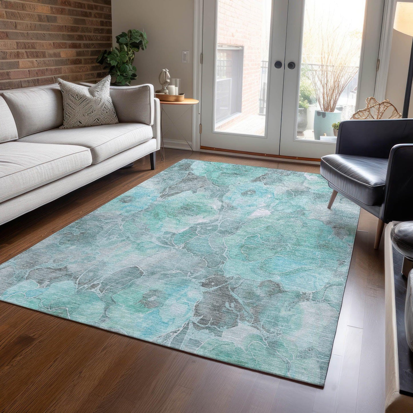 Addison Rugs Uraien Teal Washable Indoor-Outdoor Rug