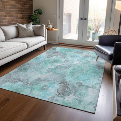 Addison Rugs Uraien Teal Washable Indoor-Outdoor Rug