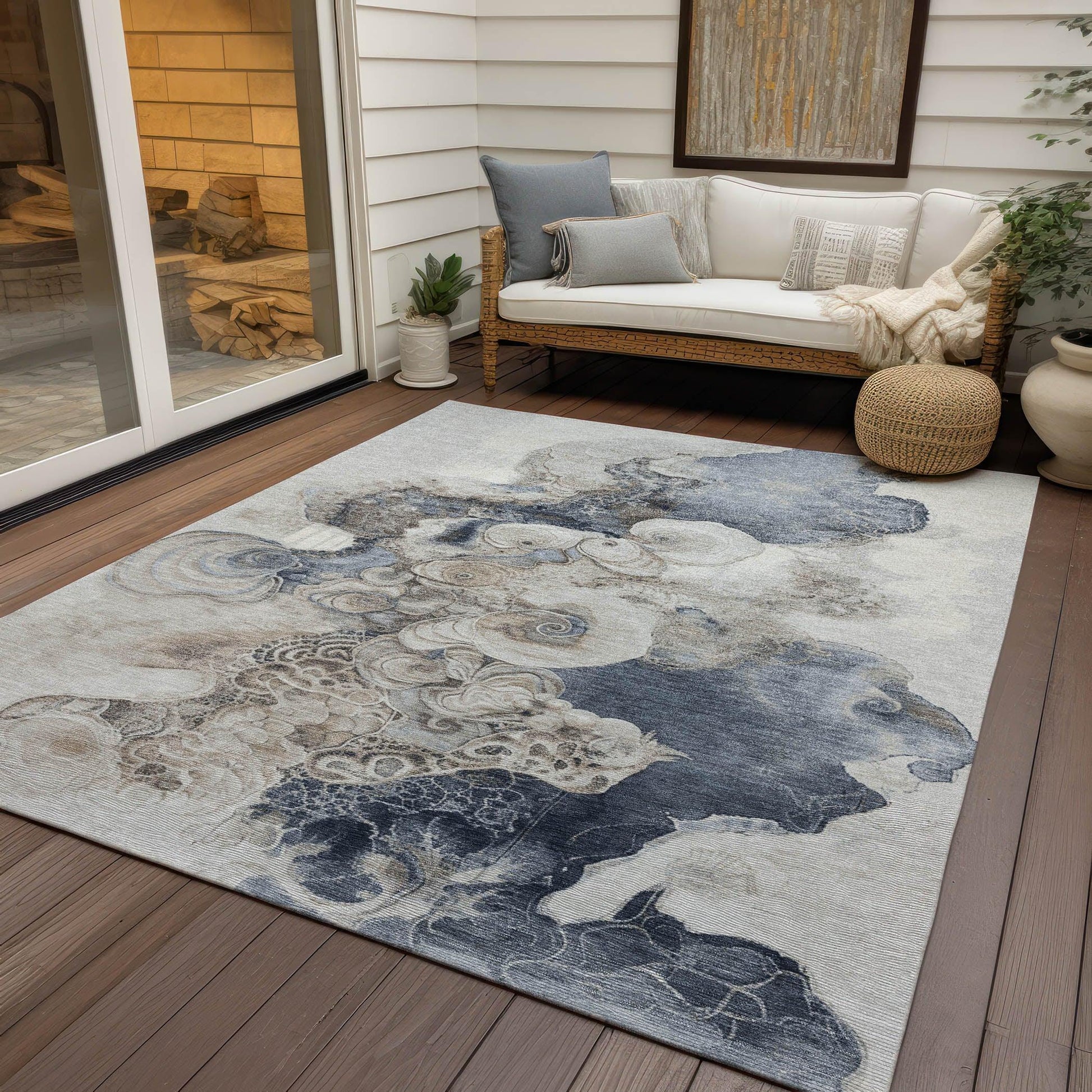 Addison Rugs Uraion Ivory Washable Indoor-Outdoor Rug