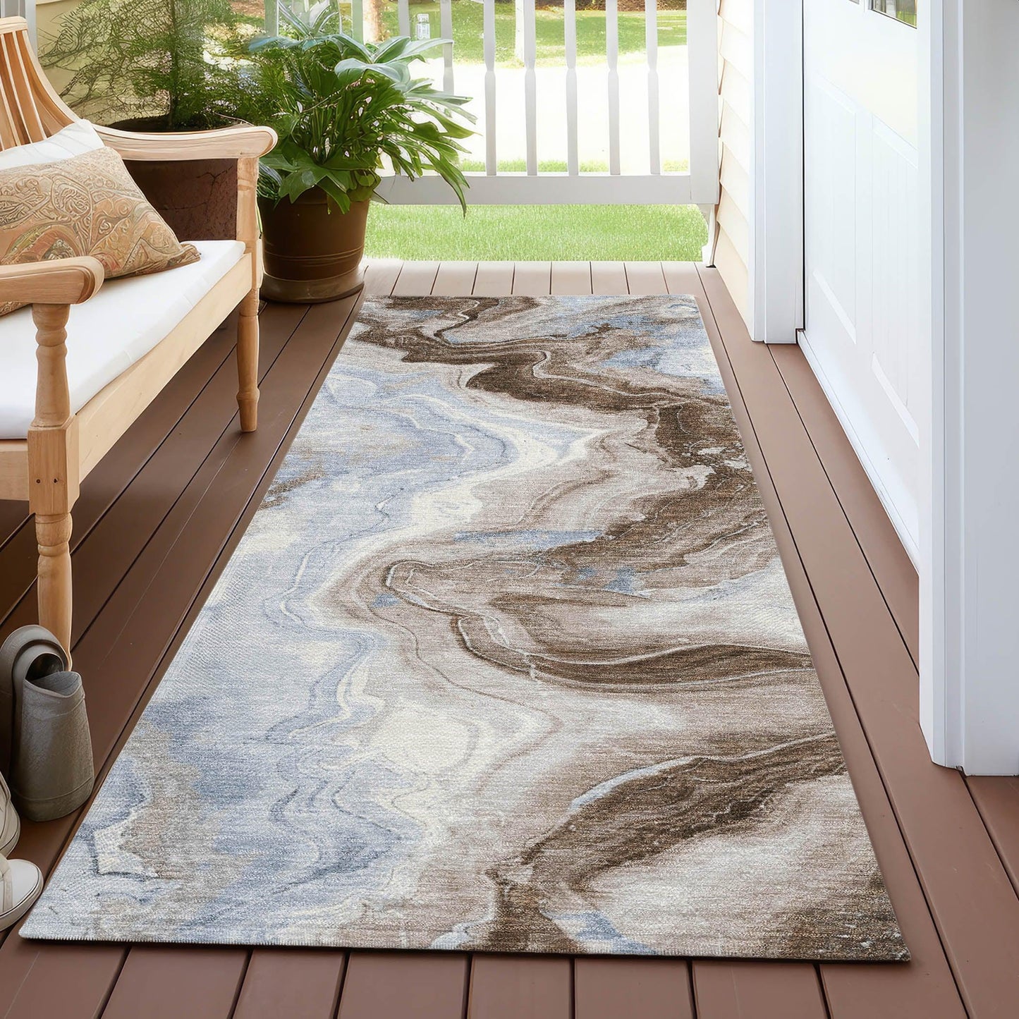 Addison Rugs Vaelain Brown Washable Indoor-Outdoor Rug