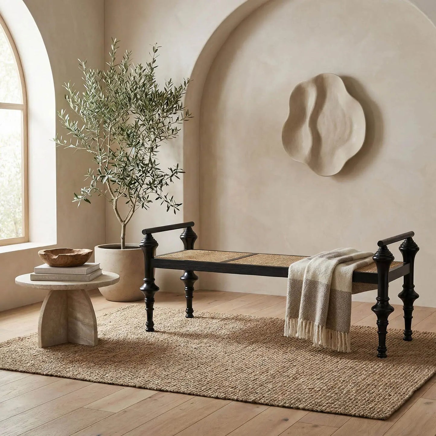 Noir Indochine Black Bedroom Bench