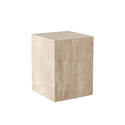 Ark Genuine Beige Marble Square Pedestal End Table