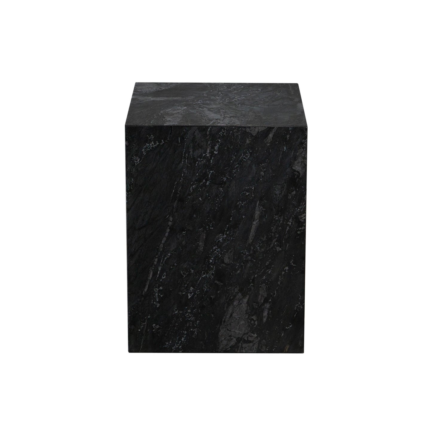 Ark Genuine Black Marble Square Pedestal End Table