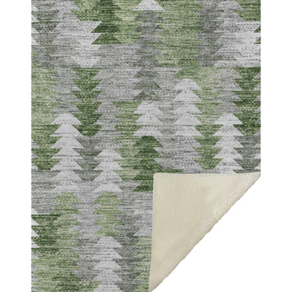 Addison Rugs Angled Checks Green Washable Indoor-Outdoor Rug