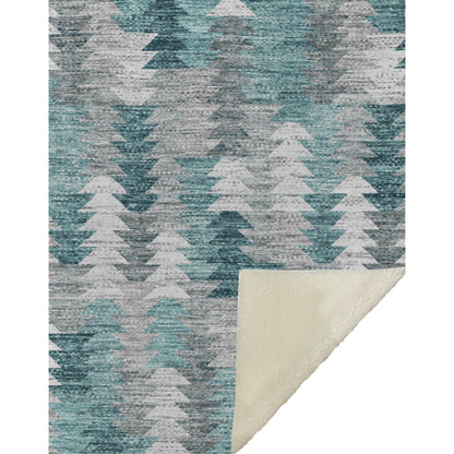 Addison Rugs Angled Checks Teal Washable Indoor-Outdoor Rug