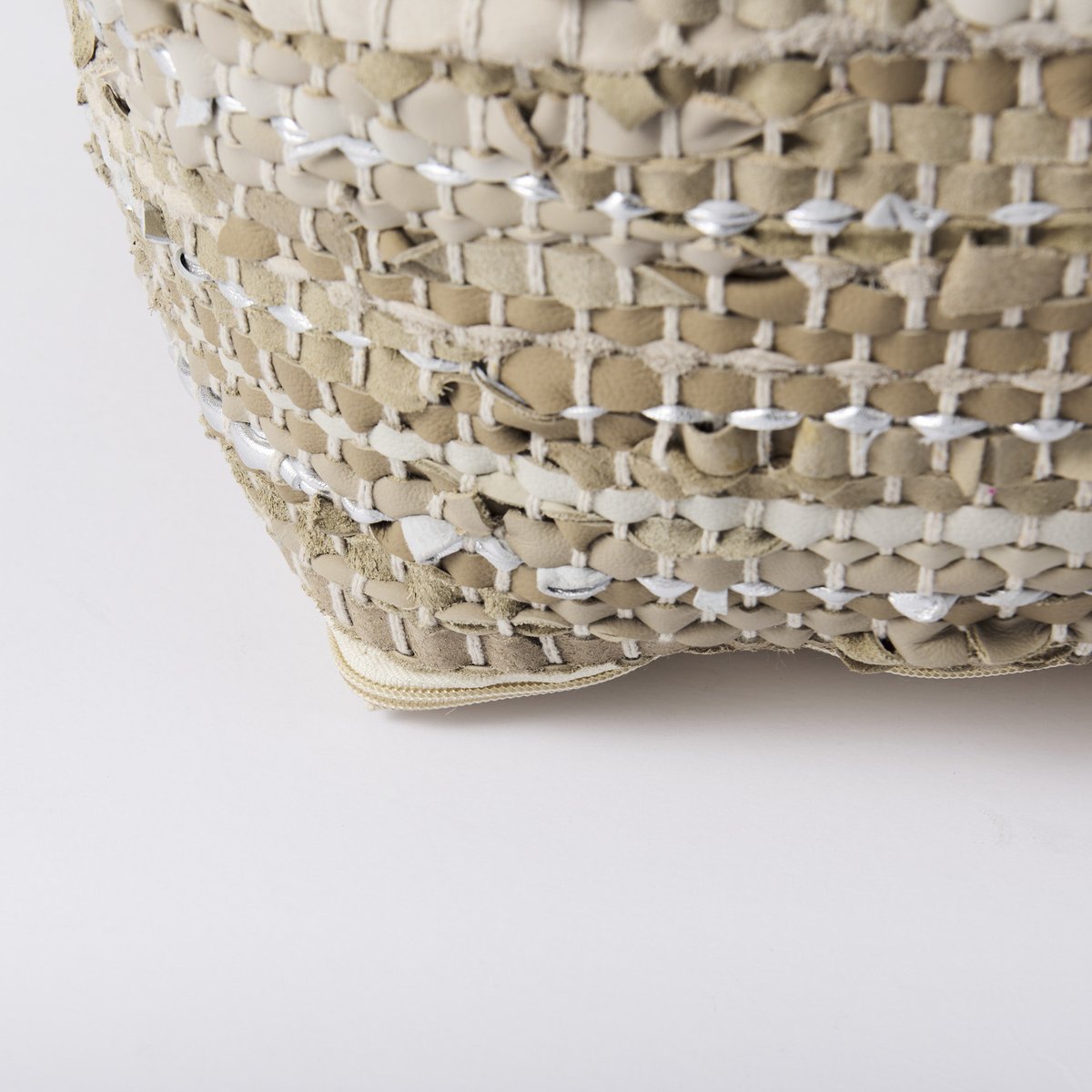 Mercana Aadhya Taupe Leather Pouf
