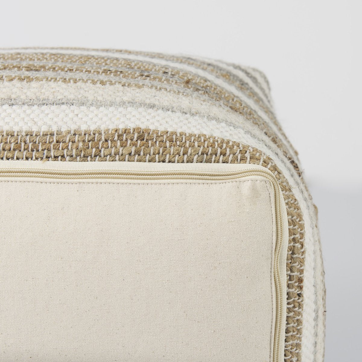 Mercana Aahana White Striped Cotton Pouf