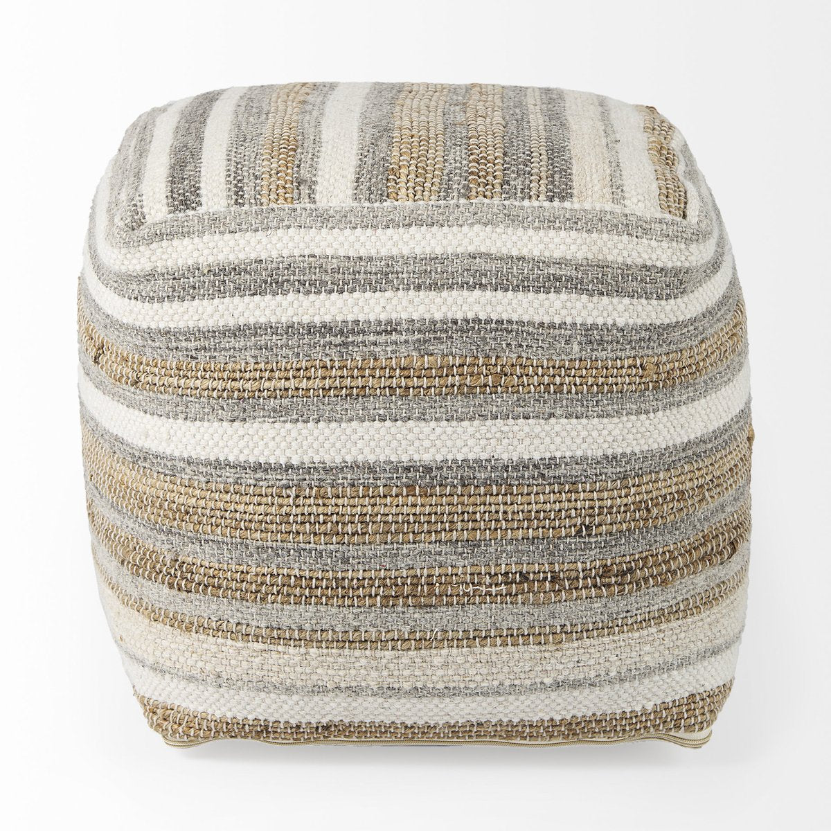 Mercana Aahana White Striped Cotton Pouf