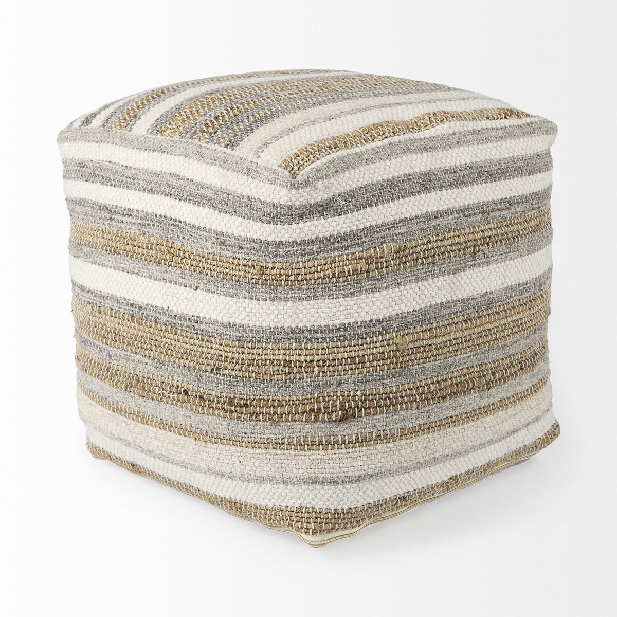 Mercana Aahana White Striped Cotton Pouf