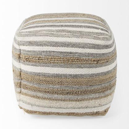Mercana Aahana White Striped Cotton Pouf