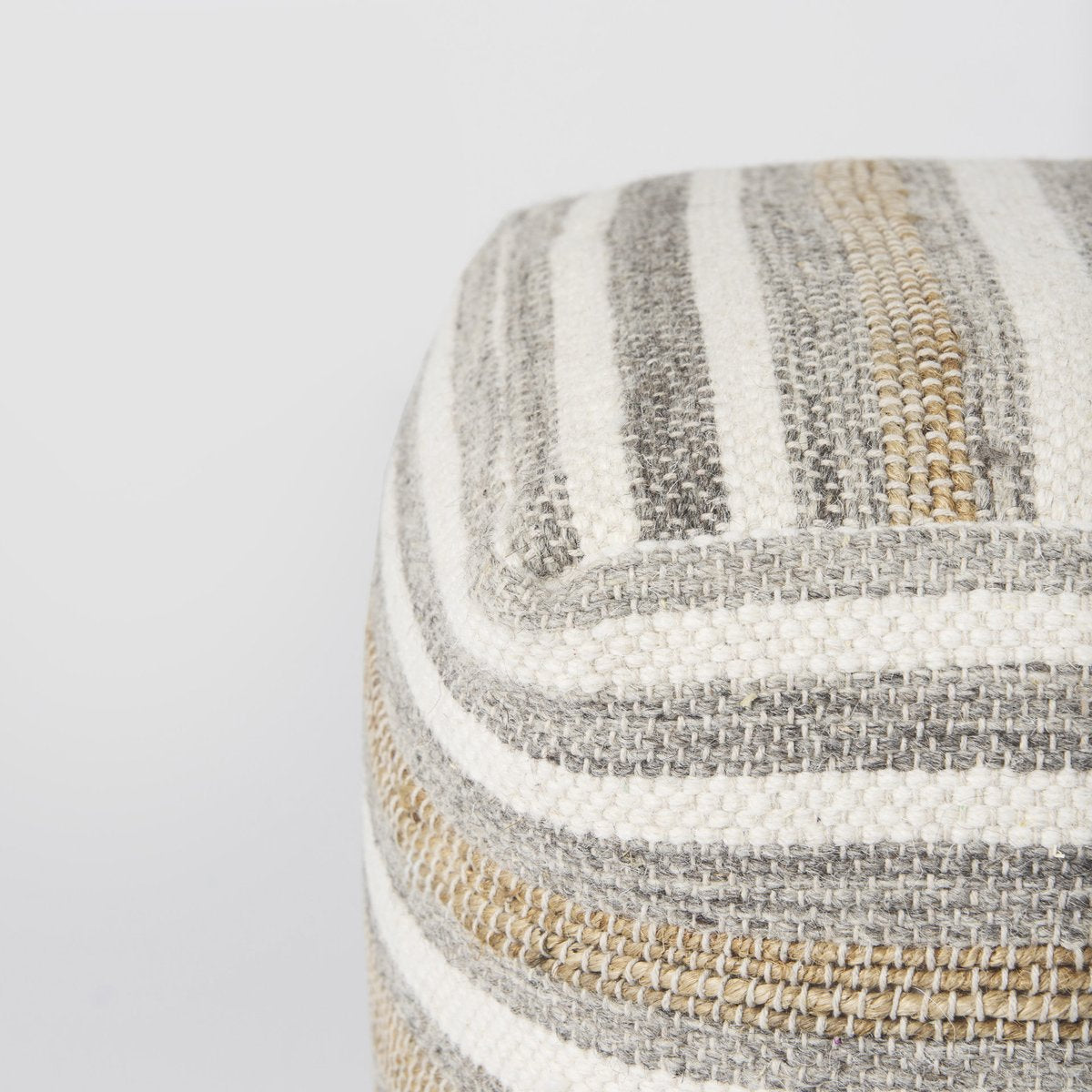 Mercana Aahana White Striped Cotton Pouf