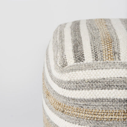 Mercana Aahana White Striped Cotton Pouf