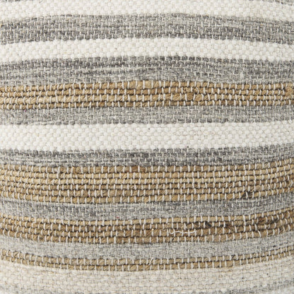 Mercana Aahana White Striped Cotton Pouf
