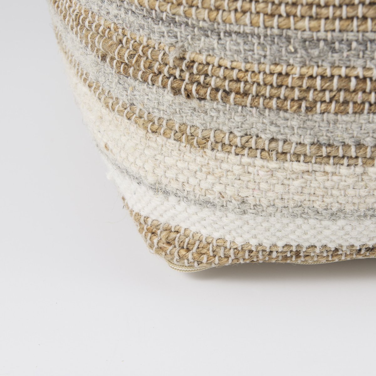 Mercana Aahana White Striped Cotton Pouf