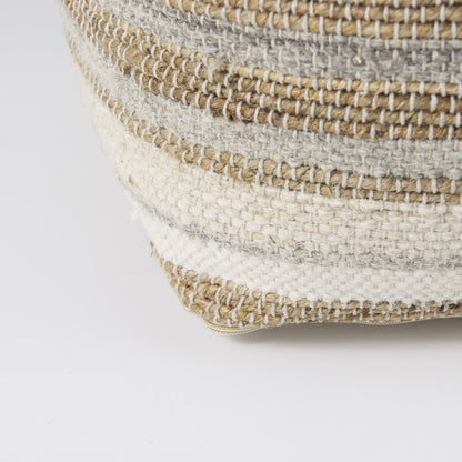 Mercana Aahana White Striped Cotton Pouf