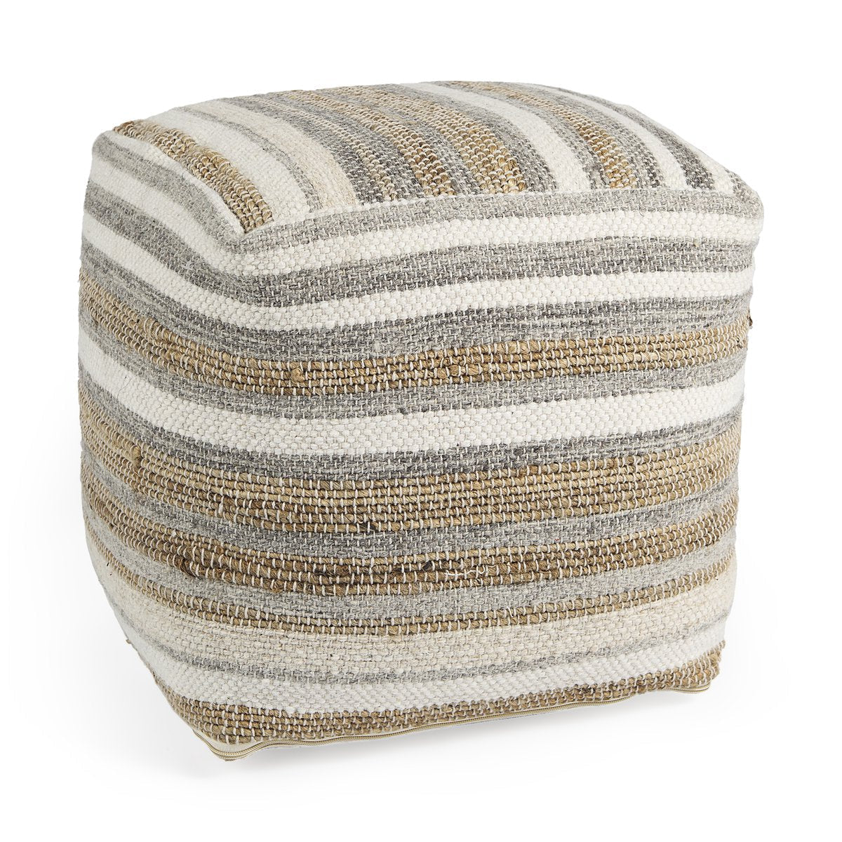 Mercana Aahana White Striped Cotton Pouf