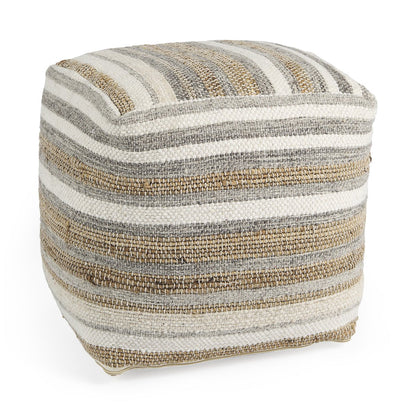 Mercana Aahana White Striped Cotton Pouf