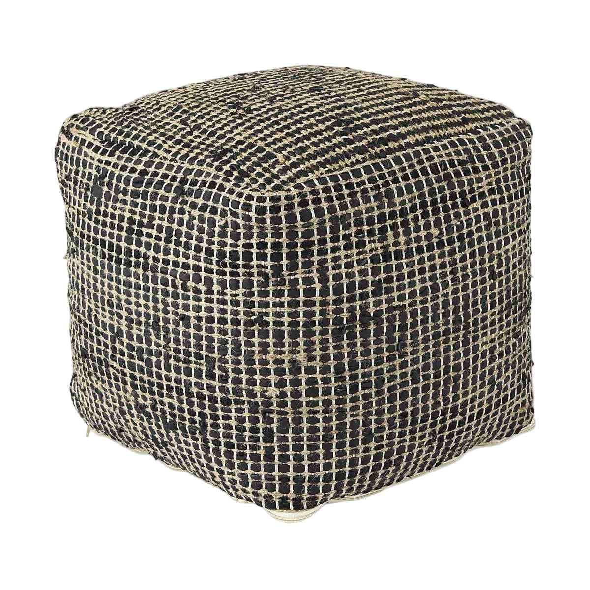Mercana Aalia Neutral Tones Leather Pouf