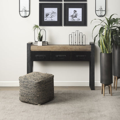 Mercana Aalia Neutral Tones Leather Pouf