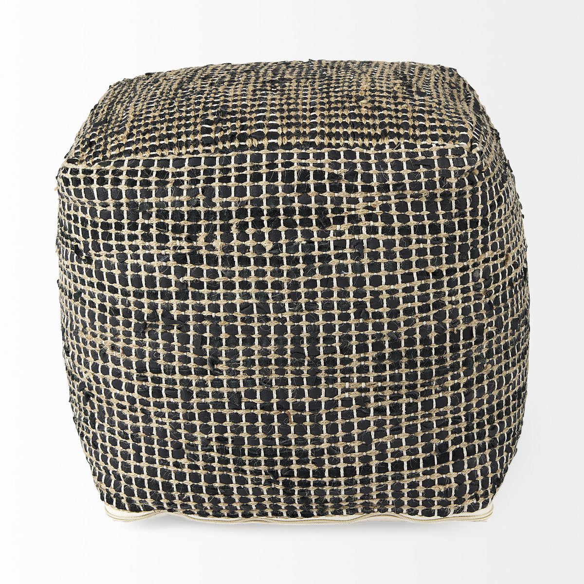 Mercana Aalia Neutral Tones Leather Pouf