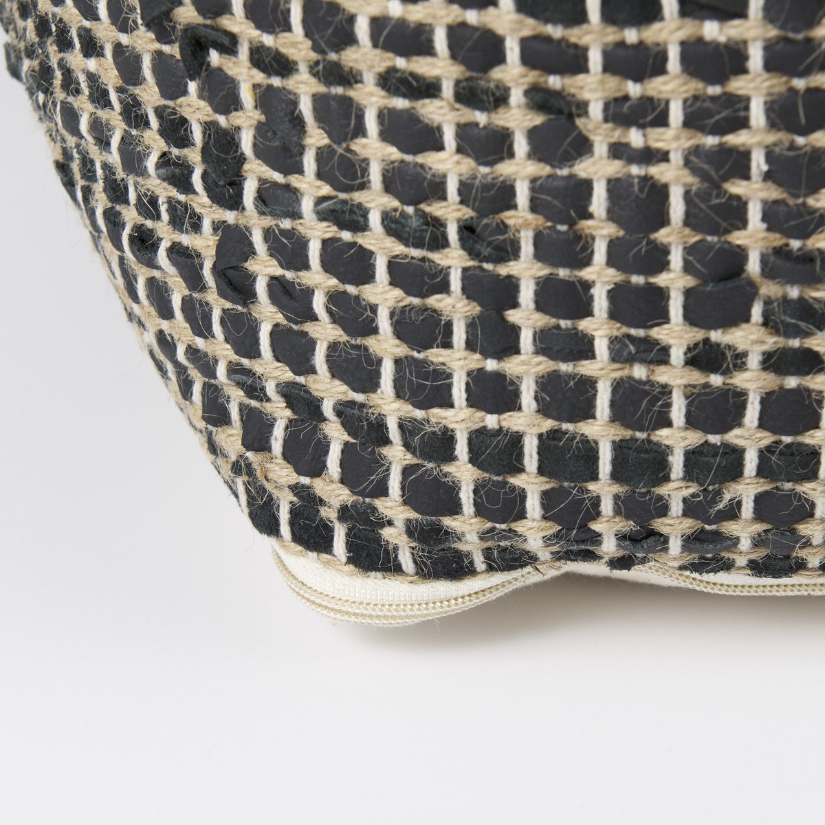 Mercana Aalia Neutral Tones Leather Pouf