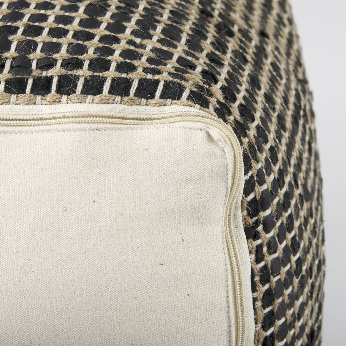Mercana Aalia Neutral Tones Leather Pouf