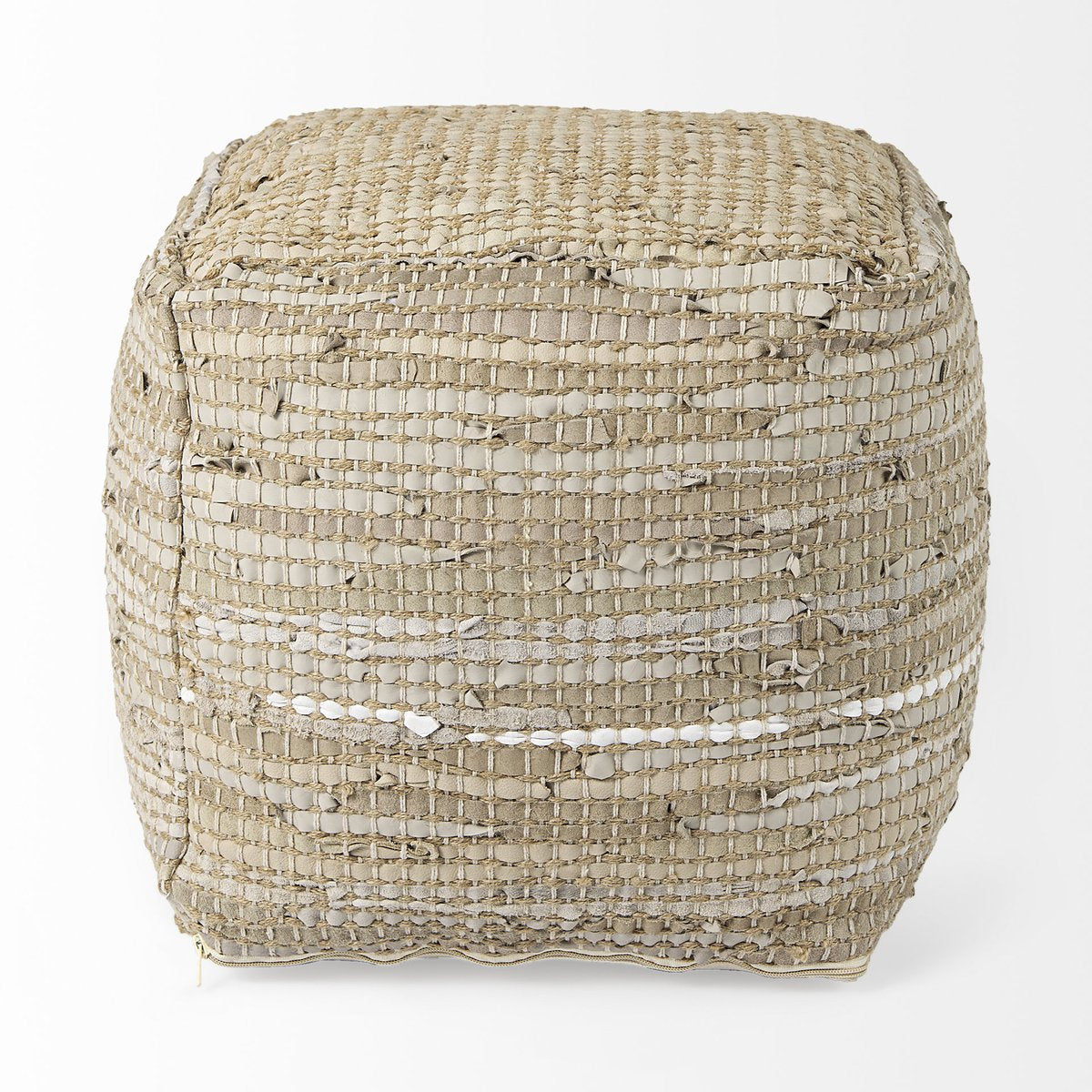Mercana Aalia Neutral Tones Leather Pouf