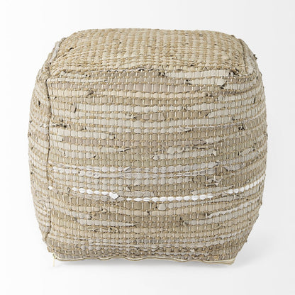 Mercana Aalia Neutral Tones Leather Pouf