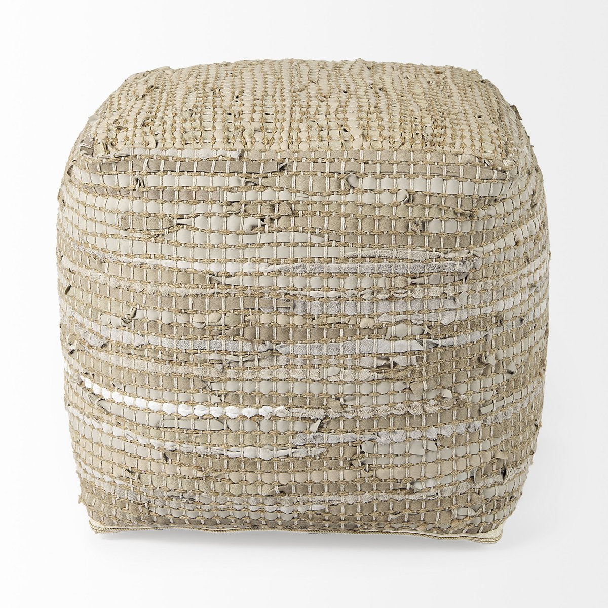 Mercana Aalia Neutral Tones Leather Pouf