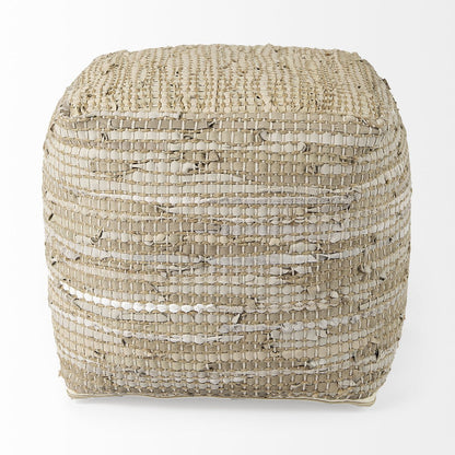 Mercana Aalia Neutral Tones Leather Pouf