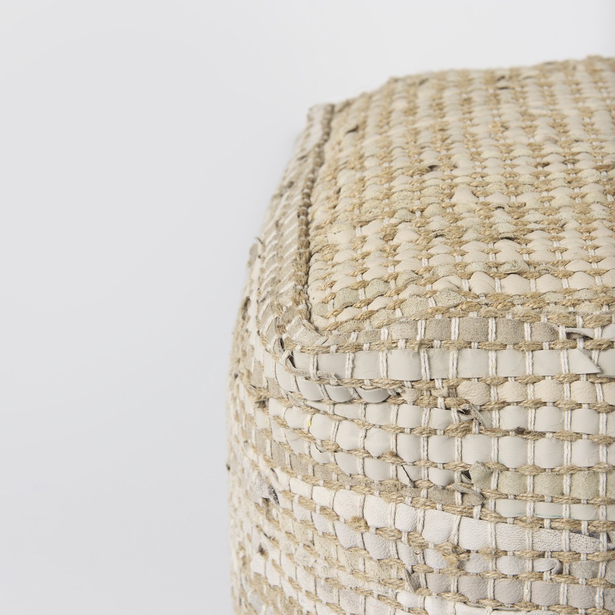 Mercana Aalia Neutral Tones Leather Pouf