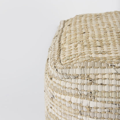 Mercana Aalia Neutral Tones Leather Pouf
